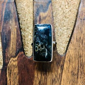 Sterling Silver Turritella Stone Ring Size 7